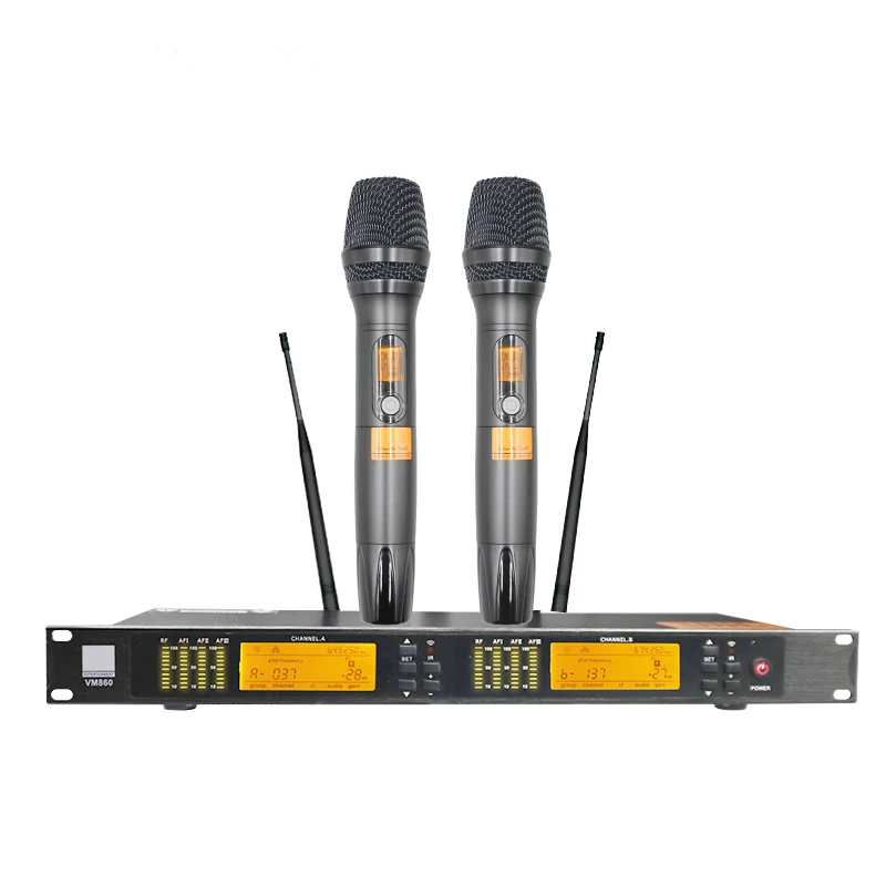 

Hot Selling 2-Channel Karaoke Microphone System Wireless VM860 TVOTT with Two Microphones