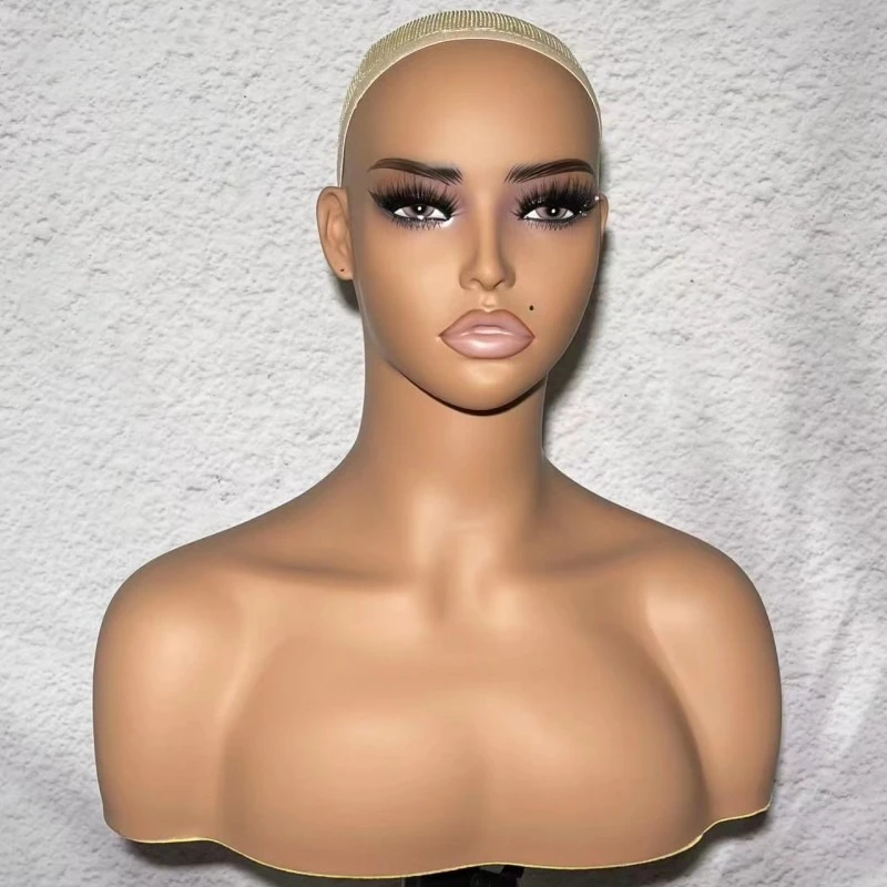 European and American model head wig earrings double shoulder head mold PVC African model black mold