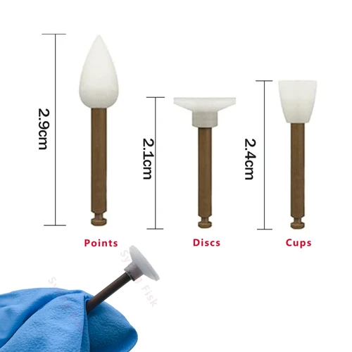 Imagen 2 del producto 40 unids/caja tazas de Pulido Dental discos de puntos cabezales de molienda pulidor de dientes vástago RA pulido compuesto sistema de acabado de 1 paso