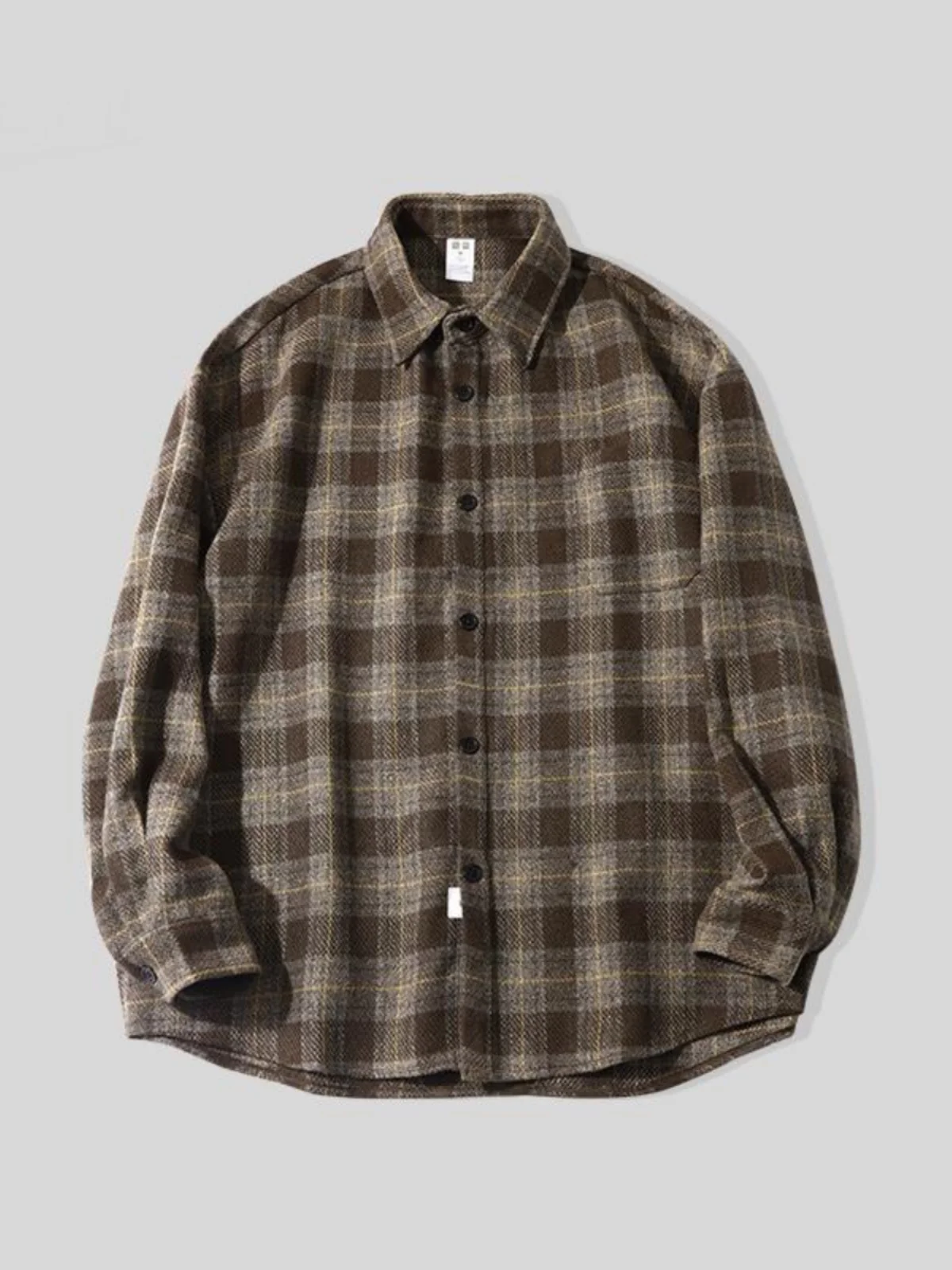 

Ретро, большой размер 300, осенняя клетчатая мужская свободная повседневная рабочая одежда, длинное пальто све, дышащееся полиэфирное волокно