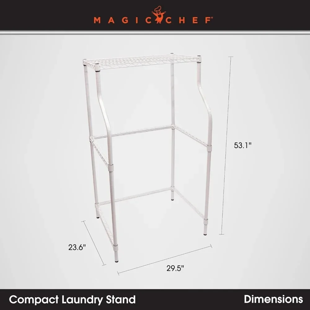 Compact Laundry Stand, Space-Saving Metal Washer-and-Dryer Rack for Laundry Room Organization, 23.6