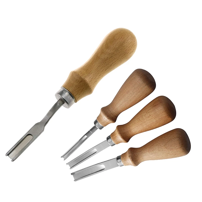 4 шт. кожевенный нож для кожевенного резака, кожевенный нож, режущий инструмент «сделай сам» с деревянной ручкой, A4mm A6mm A8mm и во французском стиле