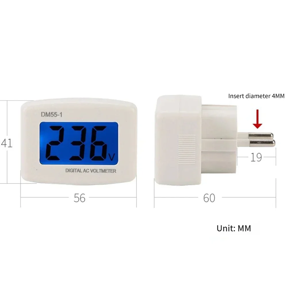 Ac voltímetro plug DM55-1 110v-220v digital ac lcd display digital voltímetro ue eua plug volt medidor soquete dispositivo de teste de tensão