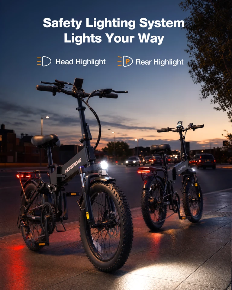 Hopepeak Z20 Folding Electric Bike for Adults, 1200W Peak Motor 48V 12Ah Battery, 20"×3" Fat Tire Commuter Ebike, 28MPH 65Mi,  7 Speed Foldable Electric Bicycle with Full Suspension image 9