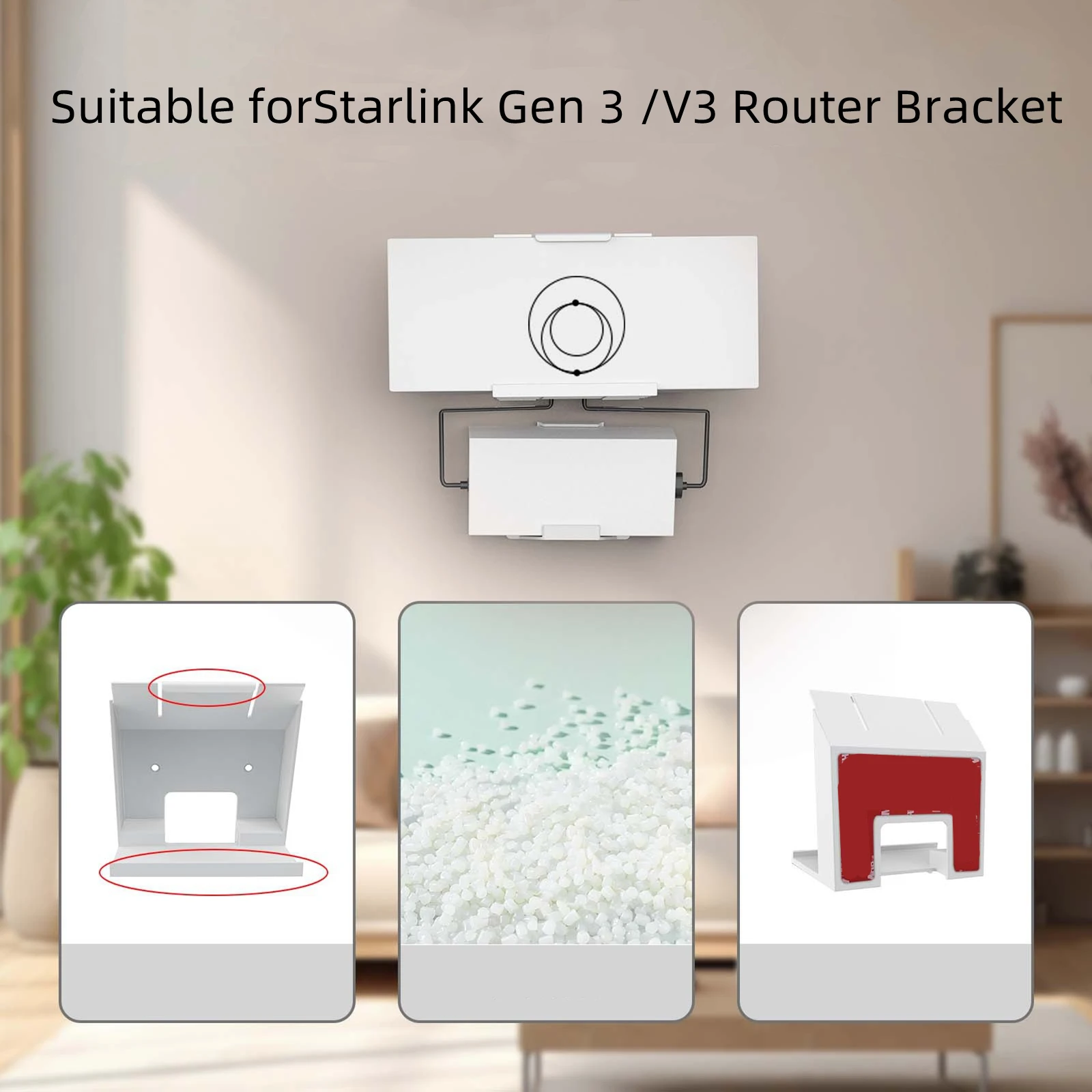 

White WiFi Router Protective Holder Wall Mount Bracket Holder Stand For Starlink Gen 3 /V3 Router Bracket