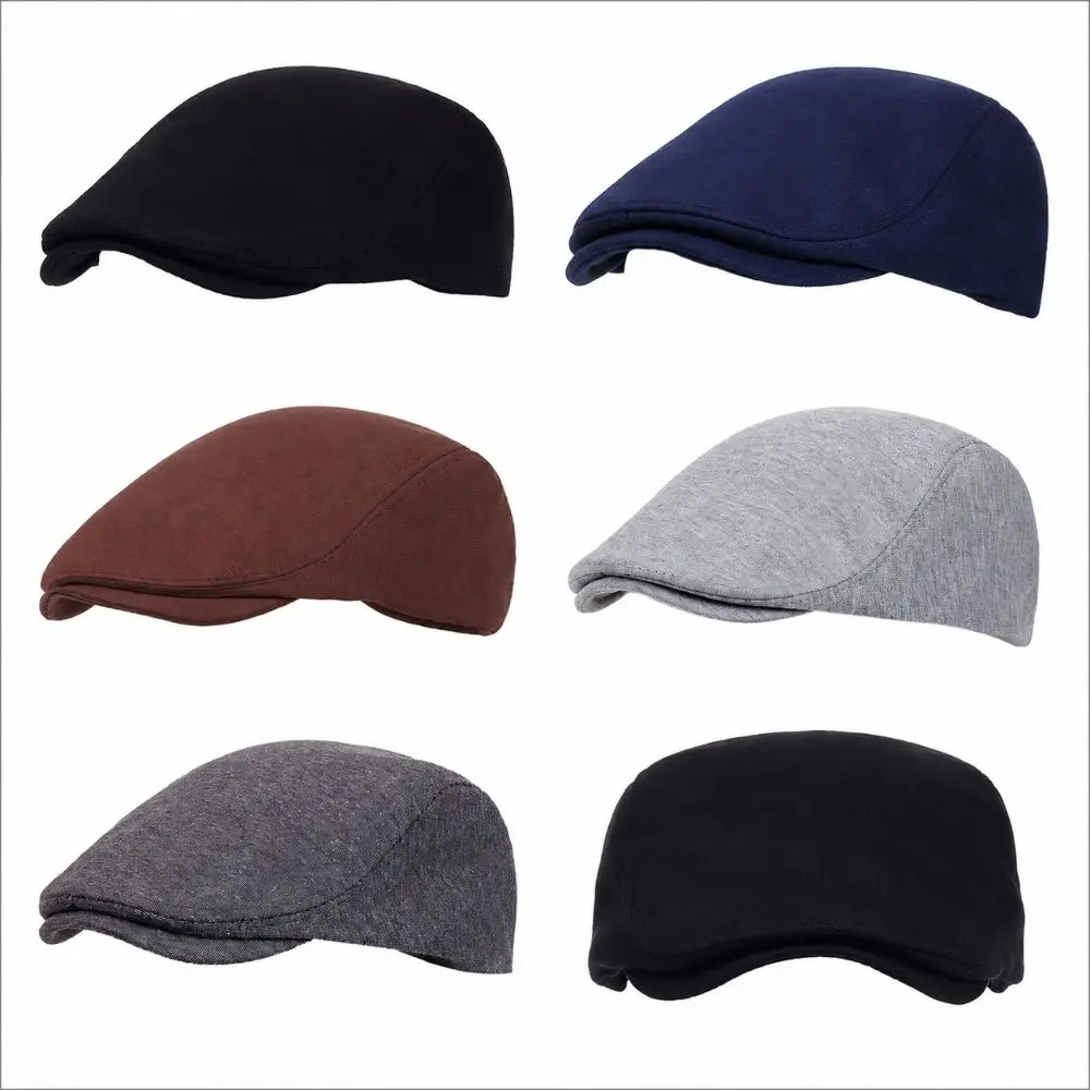 Künstlerische, atmungsaktive Herren-Baskenmütze, einfarbig, flache Gorras Newsboy-Kappe, Retro-Frontkappe für den Außenbereich