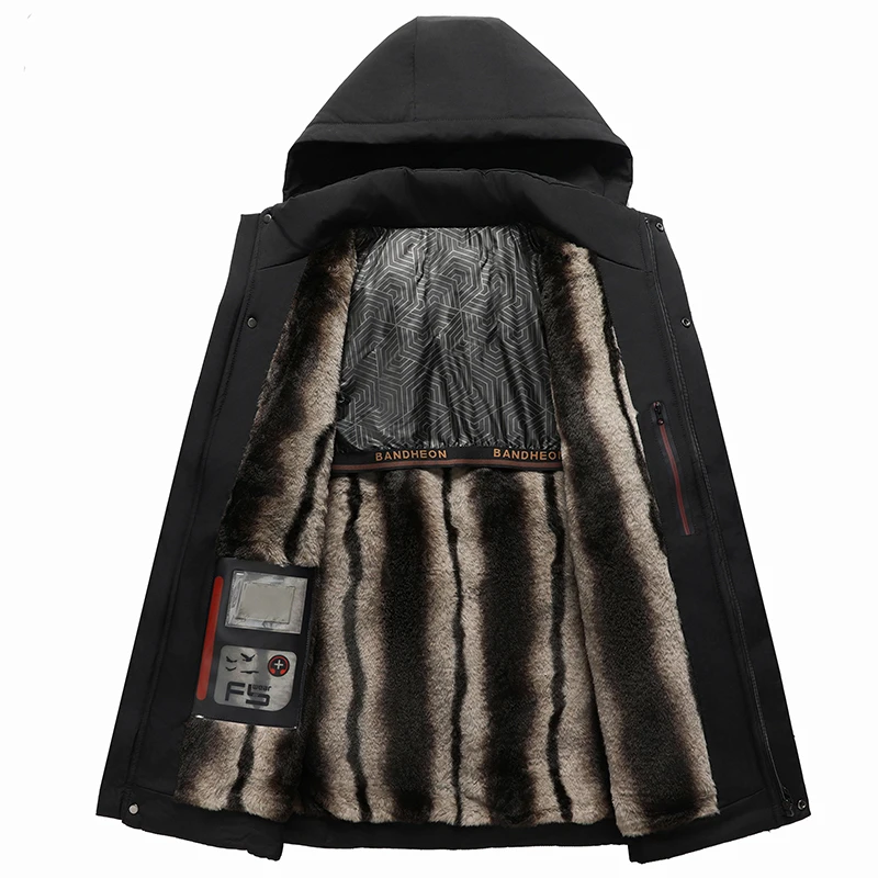 

Parkas Male Windproof Fleece Warm Thick Coats Men's Winter Jacket Parka Plus Velvet Thick Cotton-Padded Coat