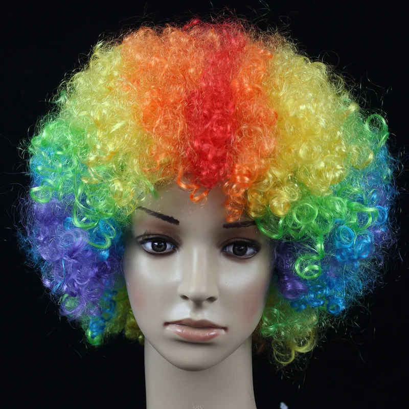 Parrucca da Clown riccia ondulata soffice e soffice parrucca a testa esplosiva per discoteca festa di compleanno natale Halloween abito Performance Decor Prop