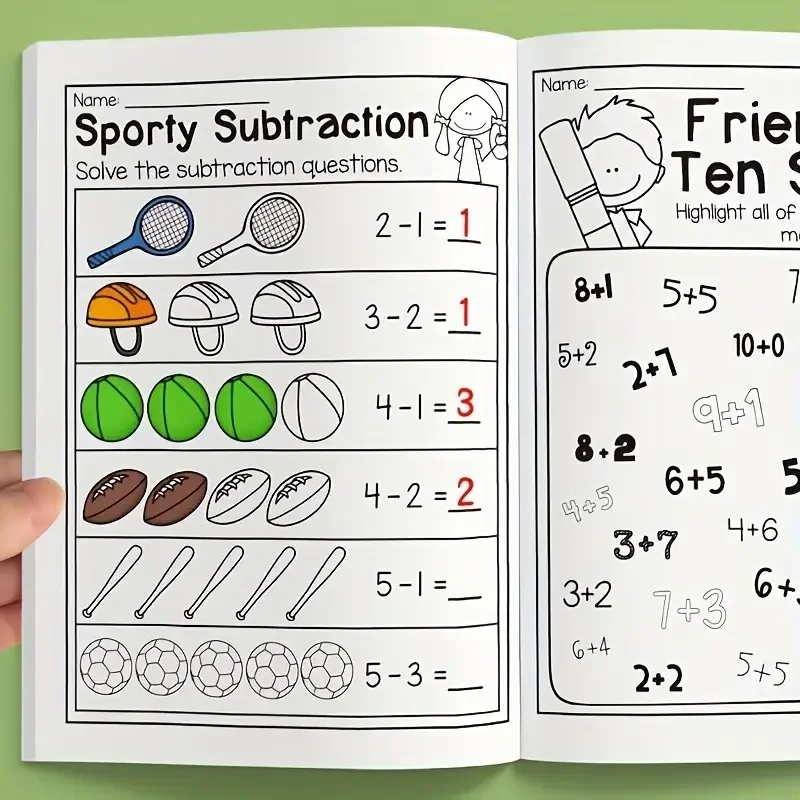 32-Page Math Workbook for Kids Ages 5-8 Math:Math Crossword Puzzles Addition and Subtraction Workbook
