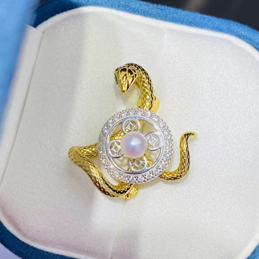 

Брошь из стерлингового серебра 925 пробы в форме змеи, подвесное крепление, крепления, фурнитура, детали, аксессуары для жемчуга 6-7 мм, бусины