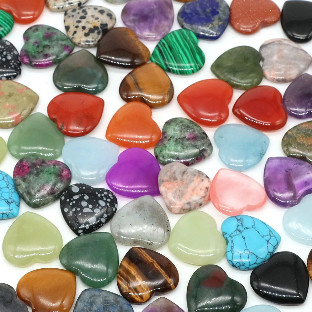 20mm Natural Stone Heart Shape Crystals Amethyst Rose Quartz Agate Reiki Healing Gemstone Love Pocket Gift Home Decoration