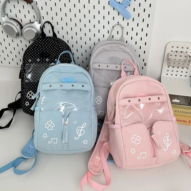 

Transparent Ita Mochila University Student Mochilas Cute Print Backpack Sweet Cool School Bag College Style Bags for Woman