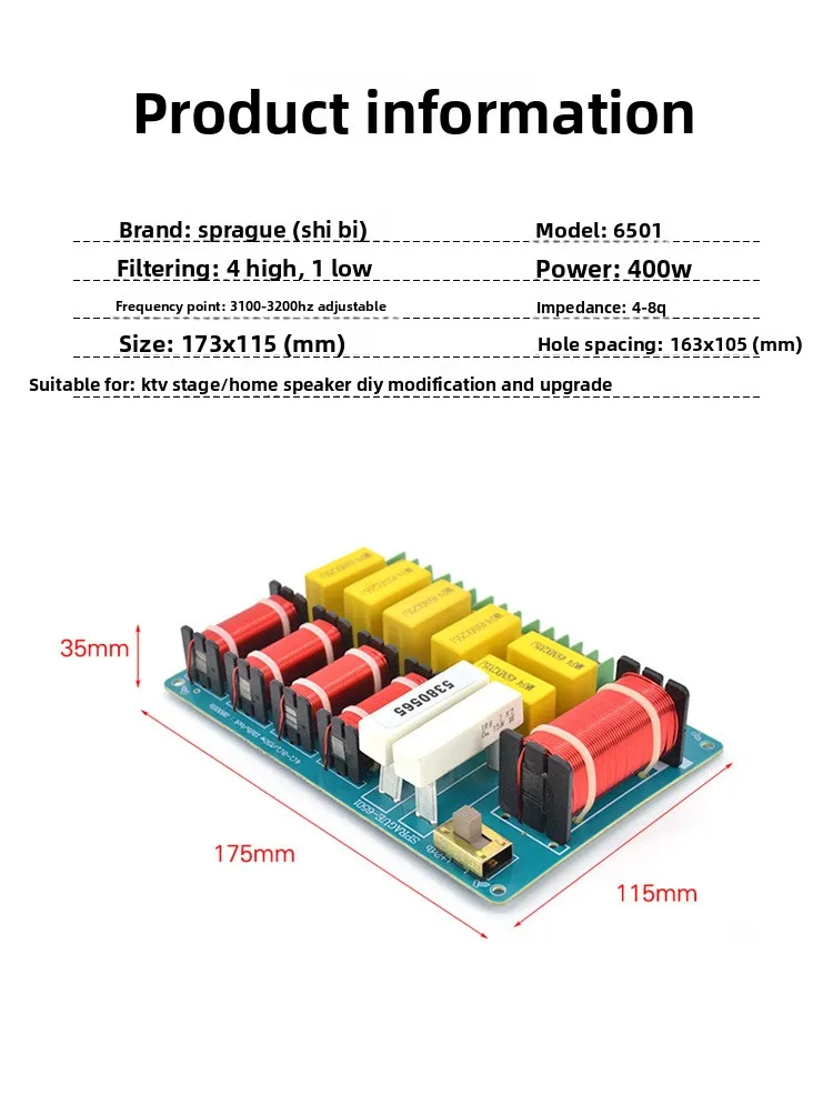 MW Audio 2 Stück 400W 5-Wege HiFi Lautsprecher-Frequenzweiche, Frequenzteiler für KTV & Bühnen-Audiosystem – Detail 10