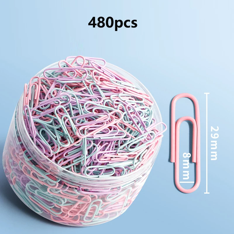 

160 pcs 480 pcs Colorful silver paper clips suitable for office, home and school use, with various specifications of paper clips