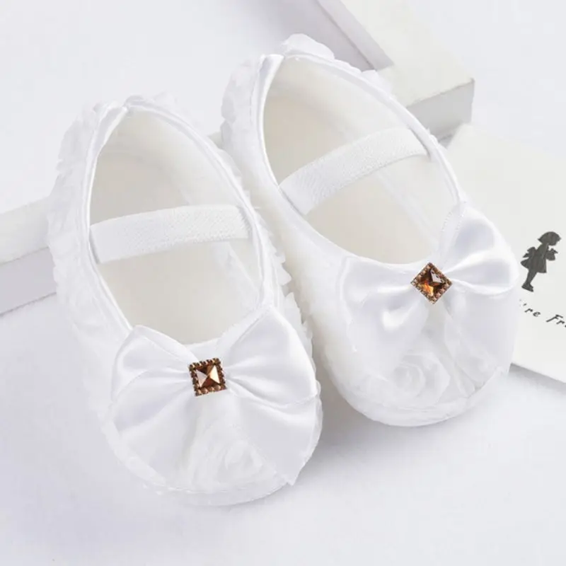 2024 Pasgeboren Baby Schoenen Meisjes Baby Peuter Prinses Strik Schoen Kind Meisje Rose Strik Elastische Band Pasgeboren Wandelschoenen