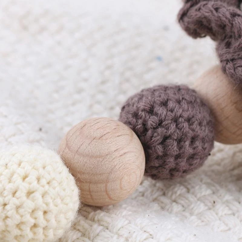 مشبك دمية J15U مع عضاضة أطفال كروشيه لتسنين الطفل الخشبي دمية الطفل #5