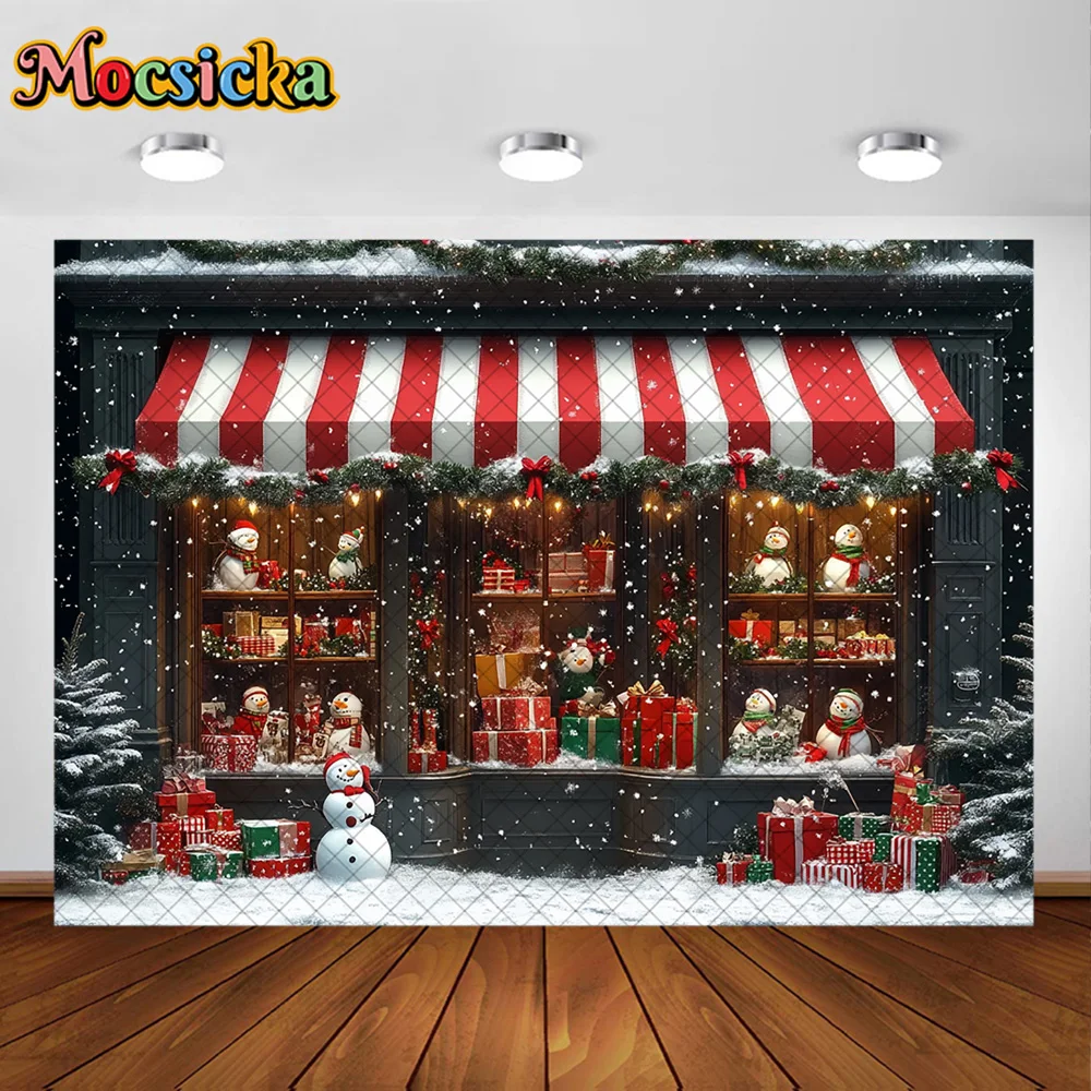 Mocsicka التصوير خلفية لطيف ثلج لعبة مخزن عيد الميلاد الديكور الاطفال عيد الميلاد عطلة لوازم الخلفيات للصور