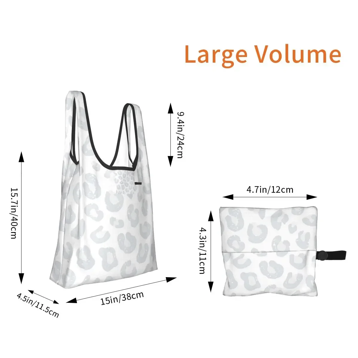 Leopard Print Shopping Bag Portable Tote Bags Reusable Shoulder Shopper Bag Grocery Handbag