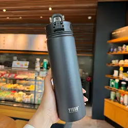 550/750ML Water Bottle with Straw Tyeso Vacuum Insulated Flask Thermal Cup Tumbler 304 Stainless Steel Coffee Thermos