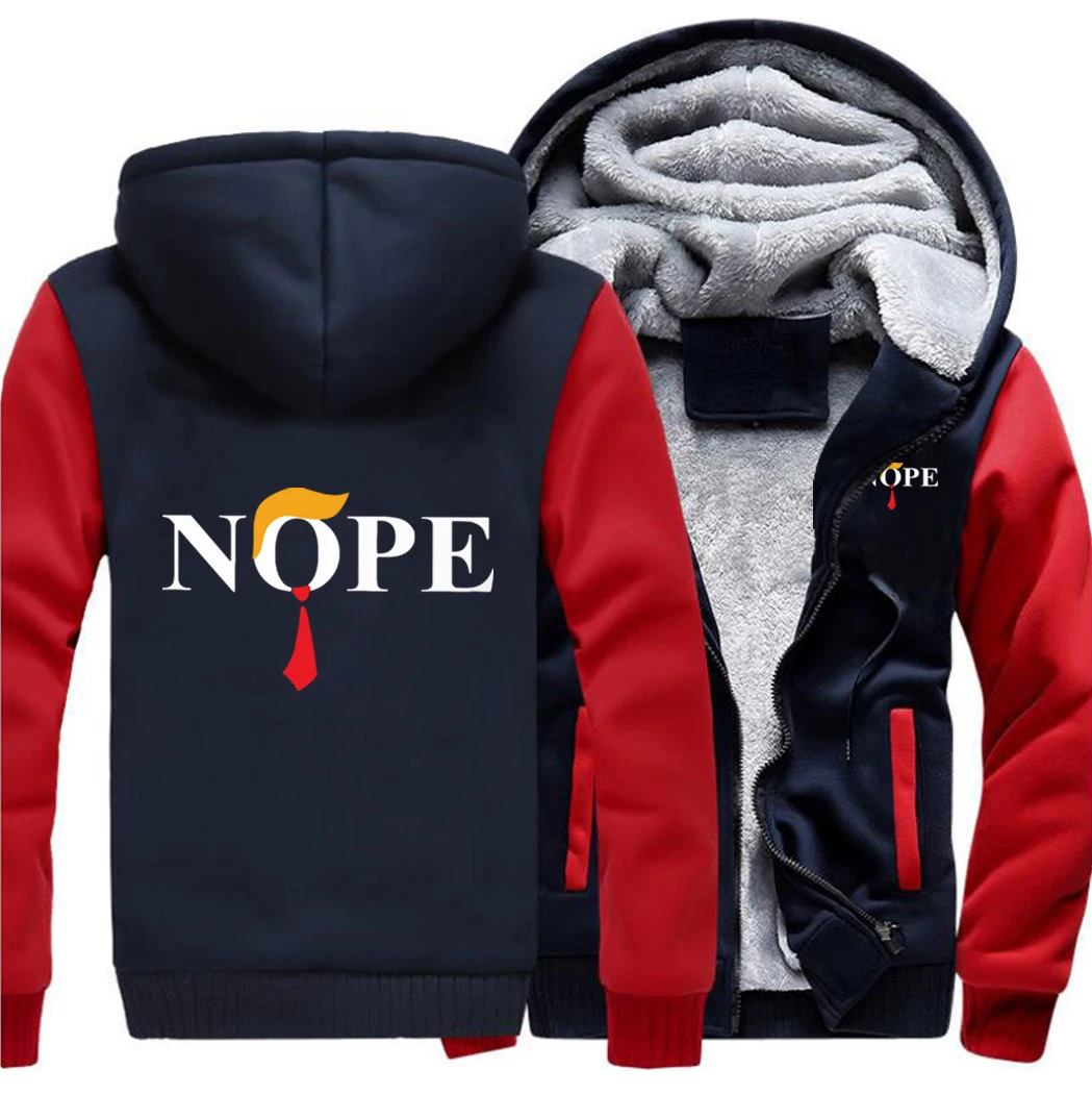 

Nope Printed Funny Trump 2022 New Arrival Warm Jackets Men Streetwear Thicken Coat Fleece Tracksuits Hoodies