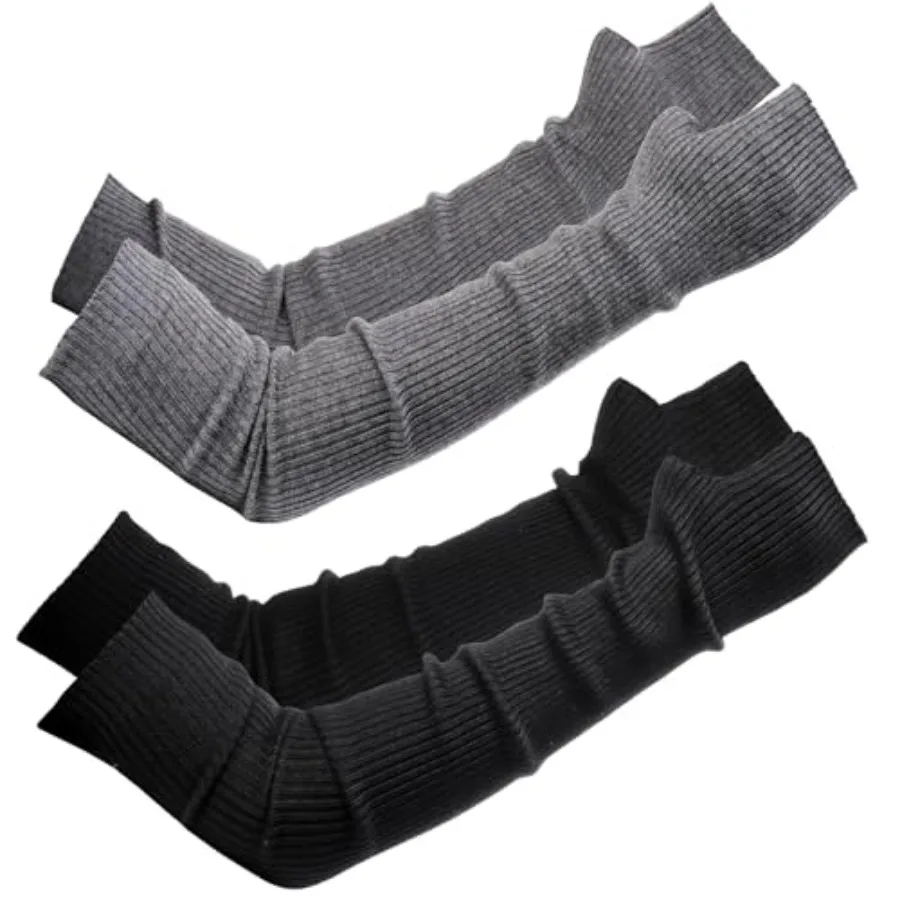 

2 Packs Long Fingerless Gloves, Wool Blended Knitted Arm Warmers, Stretchy Over-elbow Length Arm Sleeves for Women Fashion, Cos