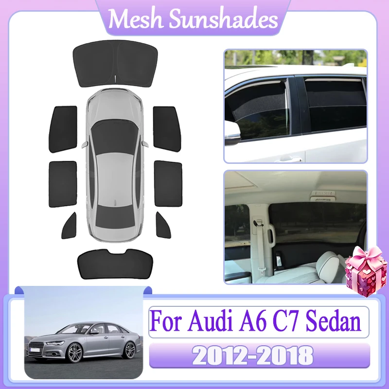 

Car Mesh Sunshade For Audi A6 C7 Accessories 2012 2013 2014 2015 2016 2017 2018 Sedan Magnetic Sun Visor Windshield Side Window