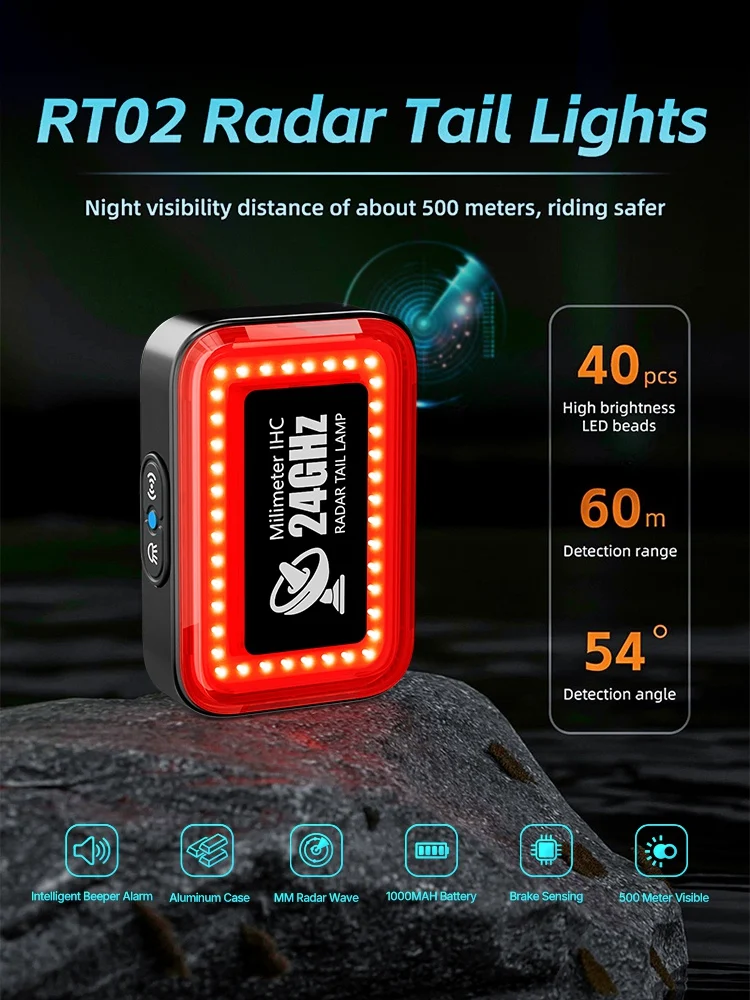 AliExpress CYCLAMI Bicycle Intelligent Radar Taillight Bike Smart Brake Sensing Rear Lamp with Beeper Alarm Cycling Safety Tail Light RT02