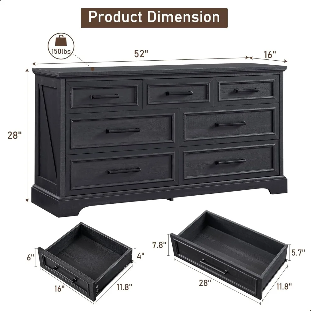 7 drawer dresser, 52 