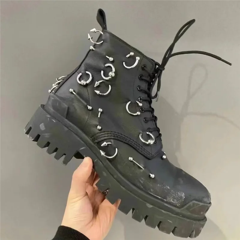

Fashion Chunky Heel Men Black Boot High Top Man Punk Style Boots