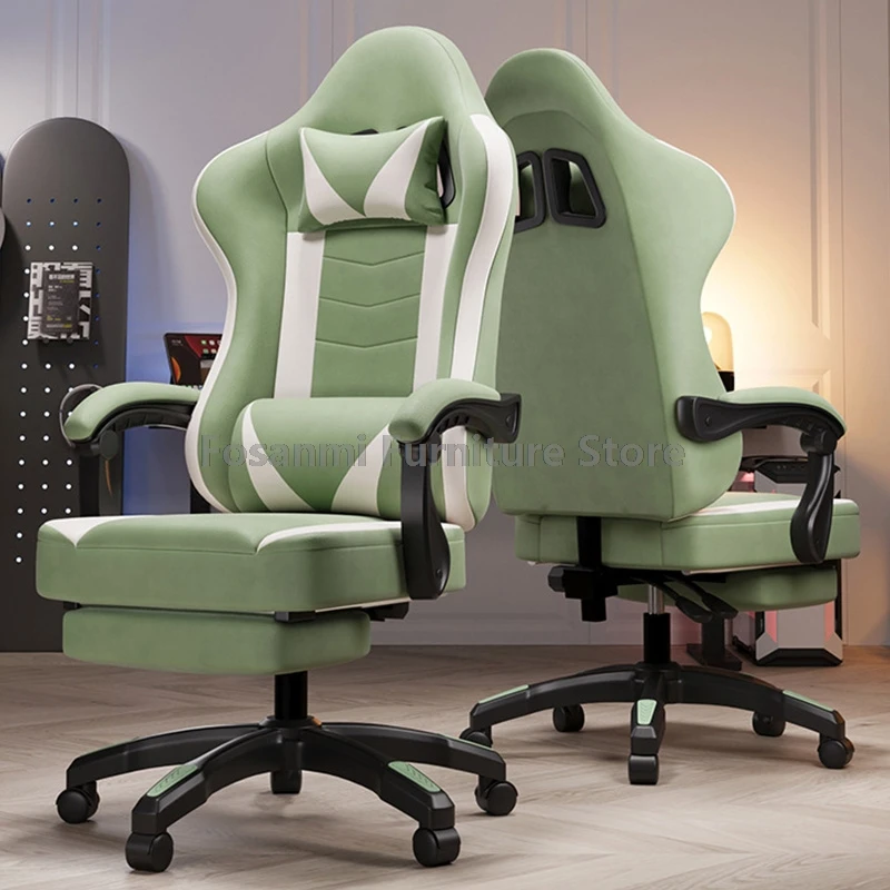 Adjustable Reclining Gaming Chair for Home Office Ergonomic Swivel Computer Chair Stylish Gamer Esport Chair with Support Pillow