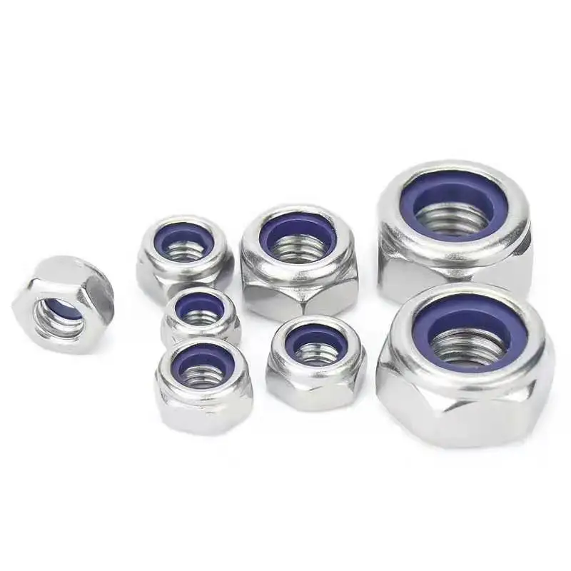 2/25pcs M2 M2.5 M3M4 M5M6 M8 M10 M12 M16 304/316 Stainless Steel Black Hex Nylon Insert Lock Nut Self-locking Nylock Nut Locknut