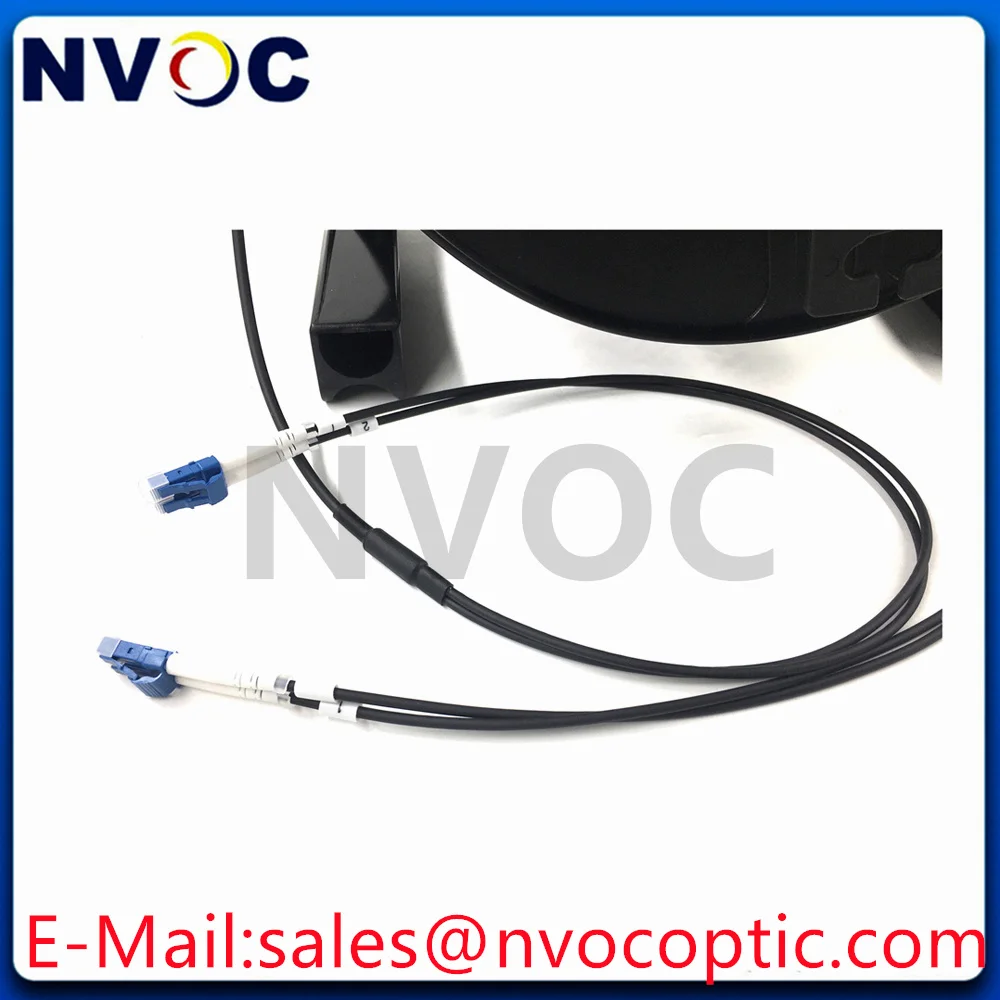 

2Cores 200M SM G657A1,Big Diameter 4.0mm Duplex TPU Black Cable,2C LC/ST/FC/SC/UPC Armored Fiber Patch Cord with Reel PCD310