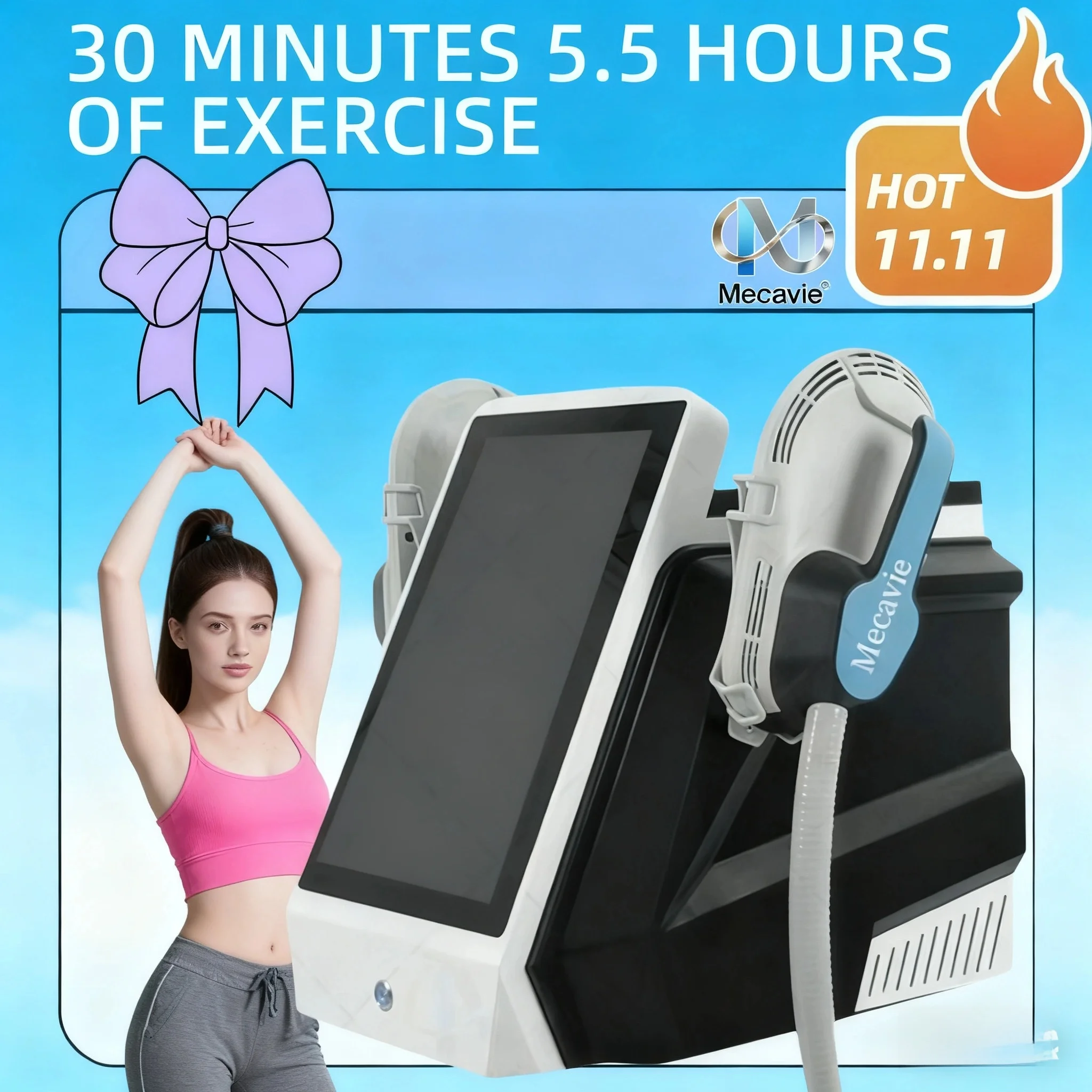

MECAVIE NEW Hi-EMT body Shaping Fat Furning EMS Slimming Beauty equipment Professional Portable NEO 6500W Frequency Machine