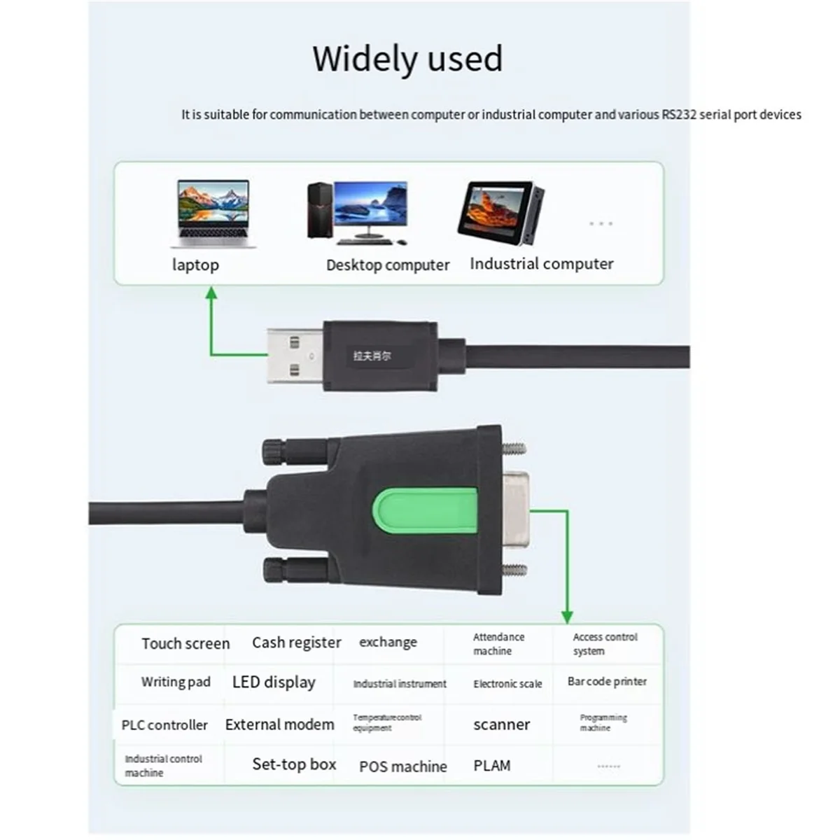 AT87-Waveshare USB to RS232 Serial Cable USB Type a to DB9 Male FT232RL Chip Multifunction Convenient Serial Cable