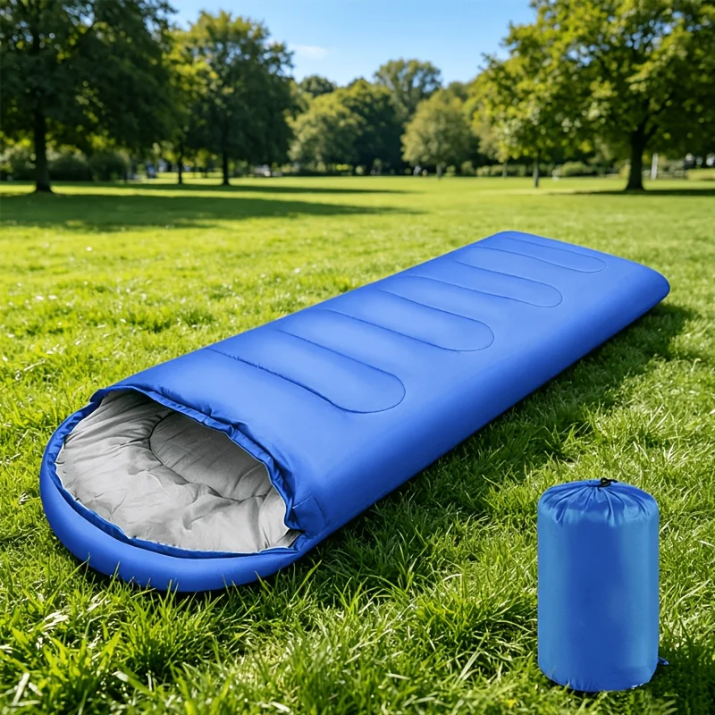 Oversized Extra Wide Thick Camping Sleeping Bag with Hood Compressible for Hiking Mountaineering Adult Car Travel