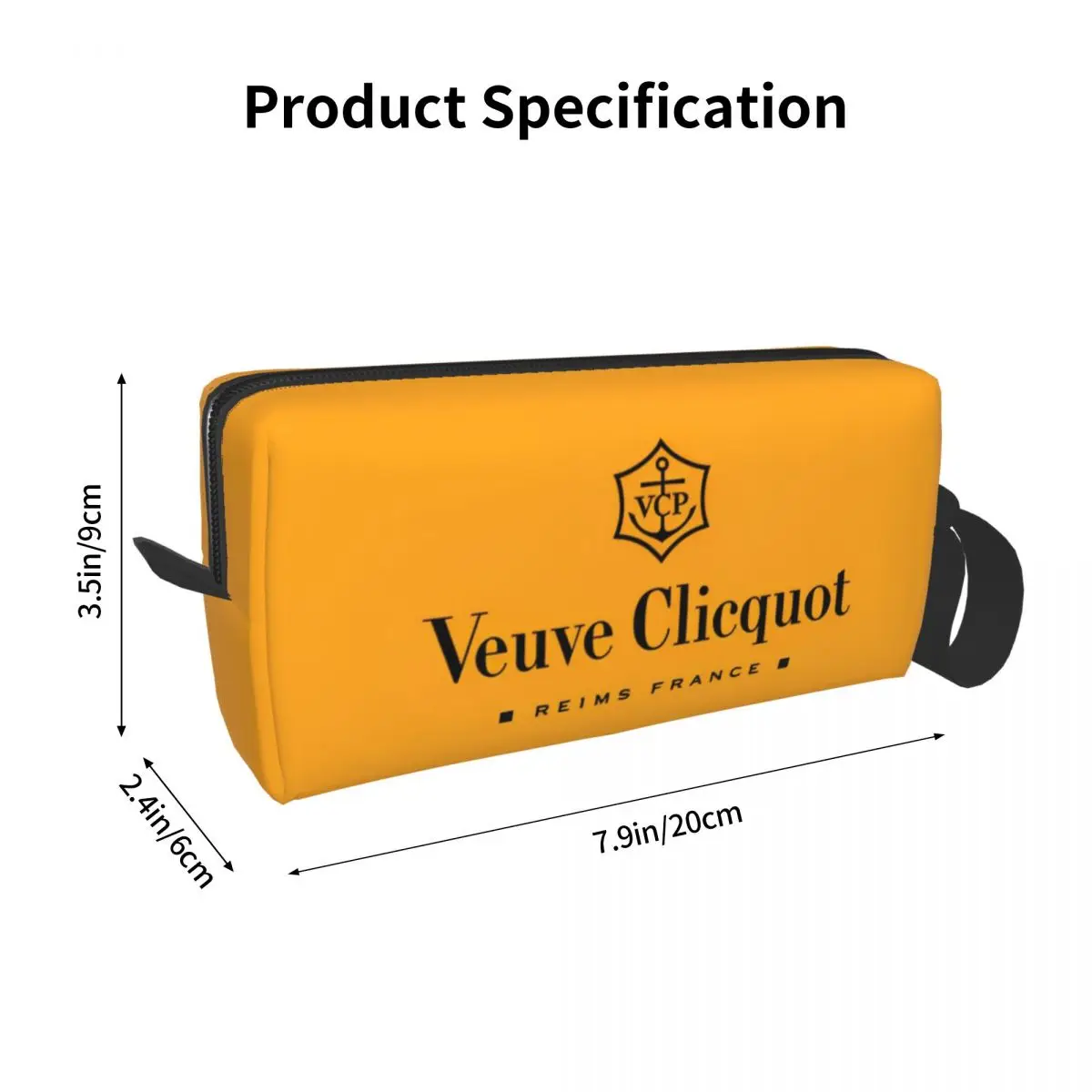 Champagne Orange Large Makeup Bag Waterproof Pouch Travel Cosmetic Bags Veuves Clicquots Storage Bag for Women