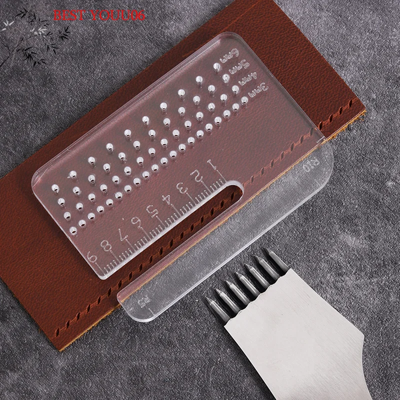 (YOUU06)Transparent 4mm Thickened Puller Acrylic Rounded Cutting Distance Ruler Hitting Auxiliary Manual Leather Tool