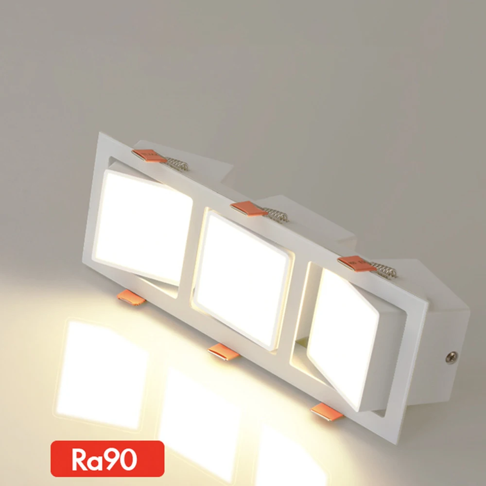 LED Panel Embedded Ceiling Spot Light 1/2/3 Heads LED Square White Downlight 6000K Modern Simple Household Commercial Spotlights