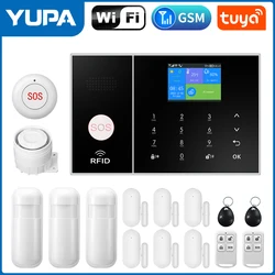 Sistema de alarme sem fio Home Security, Kit inteligente com sirene PIR Sensor de movimento, Suporte SMS, Push APP Linkage Alarme, Wi-Fi, GSM