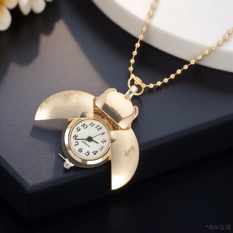 خمر جيب خنفساء على غرار الرجعية شنقا خنفساء تصميم ساعة الجيب ووتش الزخرفية سلسلة قلادة لإكسسوارات الملابس #6