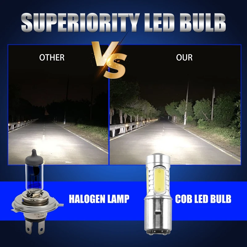 Nuova lampadina bianca a LED 12V BA20D H6 4 COB per faro ATV ciclomotore bici moto