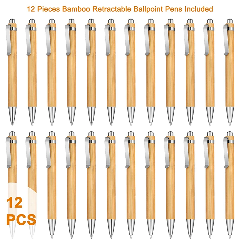 

12 шт. бамбуковая Выдвижная шариковая ручка