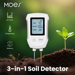 Moes 3 In 1 Bodem Ph Detector Tester Lcd Scherm Thermometer Temperatuur Vochtmeter Voor Tuinieren Bloem Potplant