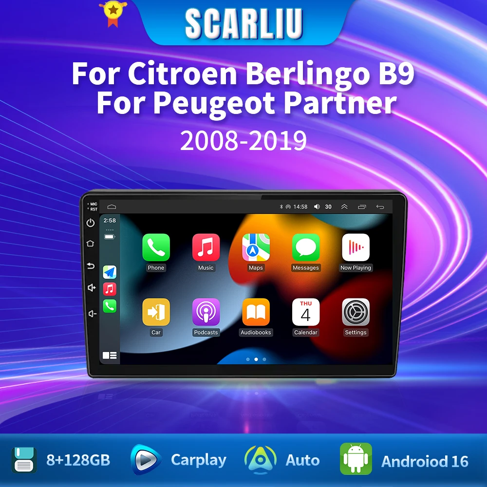 

For Citroen Berlingo 2 B9 Peugeot Partner 2008-2018 2 Din Android 4G Carplay WIFI GPS Navigation Car Multimedia Player Head Unit