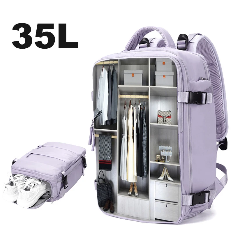 Purple Backpack Multifunctional Travel Bag Big Capactiy Backpack Shoulder Bags for Women with Independent Shoes Pocket Backpack