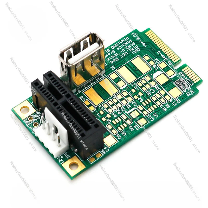 Mini PCI-E To PCI-E 1X Adapter Card for Assembled PCs Small 4Pin Power USB2.0