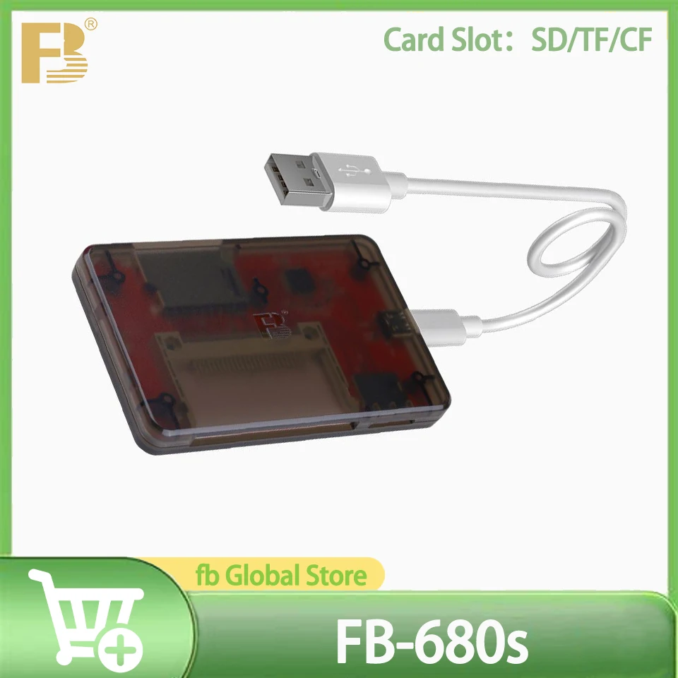 FB-680s قارئ بطاقات متعدد الوظائف USB2.0 Type-C واجهة نقل البيانات CF SD TF بطاقة لأنظمة Windows Mac OC Linux