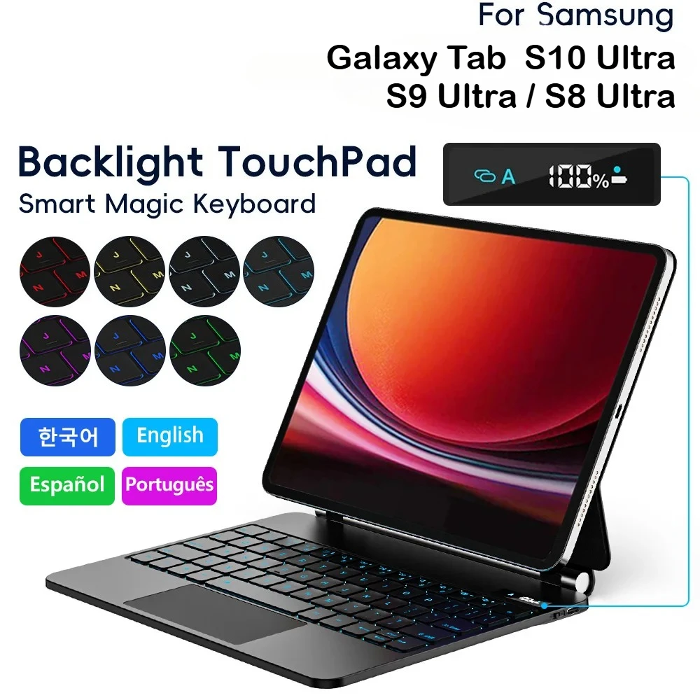 

Новый смарт-чехол Magic Keyboard для Samsung Tab S10 Ultra 14,6 дюймов Galaxy S9Ultra S8Ultra, официальный Bluetooth-магнитный чехол для планшета