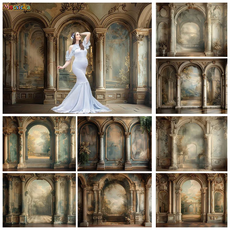 Mocsicka Photography Backdrops Happy Birthday Backdrops Broken Wall Arch Decor Adult Maternity Wedding Photo Portrait Banner