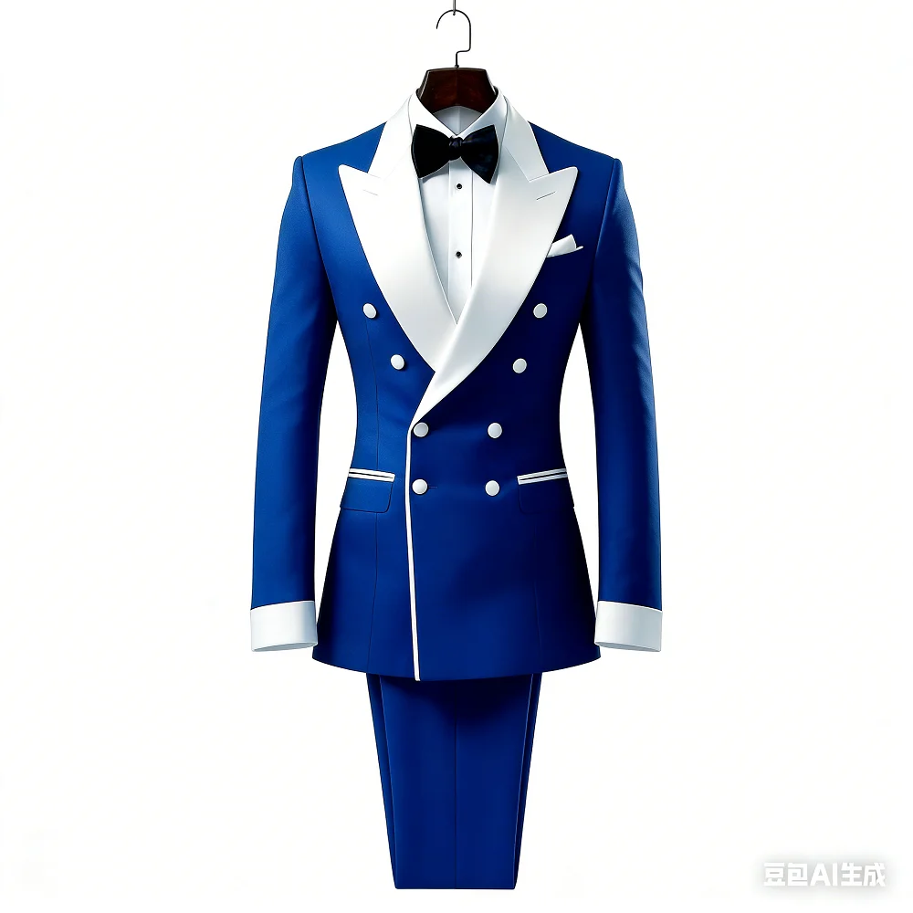 

Мужской повседневный костюм-двойка: белый пиджак с отложным воротником и черные брюки – для свадеб, церемоний и торжеств